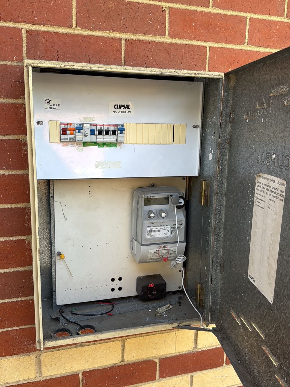 No termite management notice found in the meter box, found during a building and pest inspection in Newport